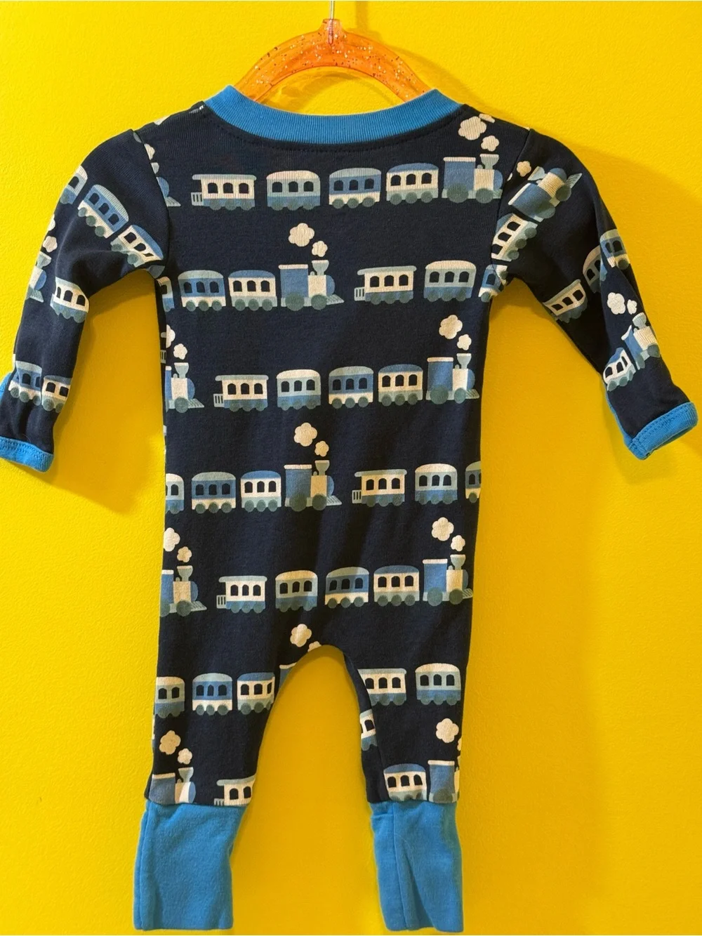 +NWOT Monica + Andy Train Zip Sleeper Coverall Navy Baby Boy Newborn